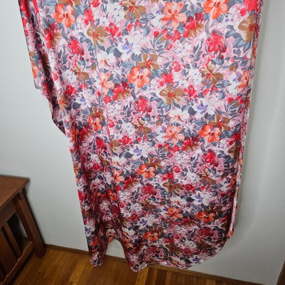 VTG 60s 70s Hawaiian Floral Kaftan Maxi Dress Mumuu Patio - Picture 6 of 14